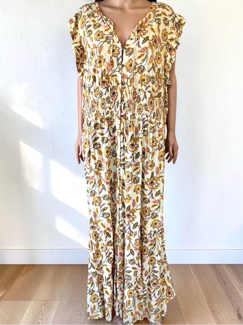 Sonoma 3X Floral Maxi Dress Button Front Pockets Boho Cottagecore - Picture 8 of 8